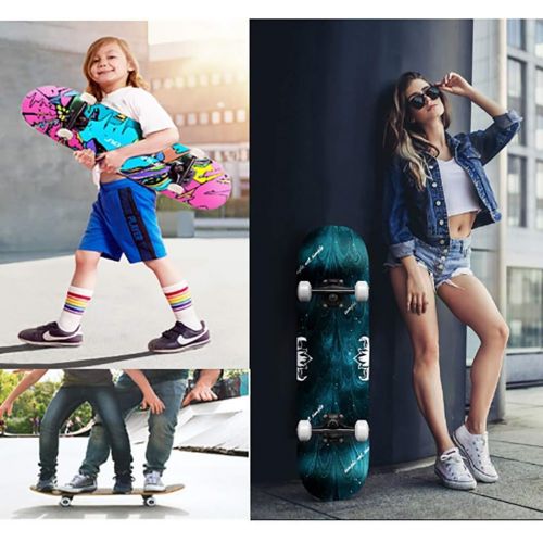  JH Four-Wheeled Skateboard 31 Inches/80cm for Beginners, Children and Above Adults, Professional Street Style (Black Knight) Double Tilt Scooter