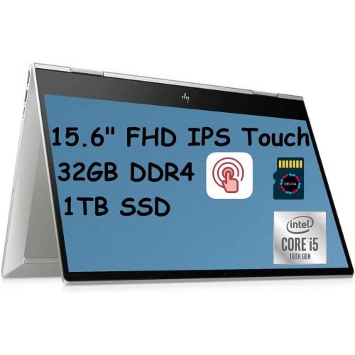 에이치피 2021 HP Envy x360 Premium 2 in 1 Laptop Computer I 15.6 FHD IPS Touchscreen I Intel 4 Core i5 10210U( i7 8650U) I 32GB RAM 1TB SSD I Backlit Fingerprint B&O Webcam Win 10 + 32GB Mi