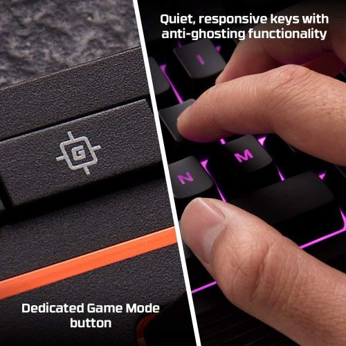  Amazon Renewed HyperX Alloy Core RGB Gaming Keyboard Comfortable Quiet Silent Keys with RGB LED Lighting Effects, Spill Resistant, Dedicated Keys, Compatible with Windows 10/8.1/8/7 Black (Renewe