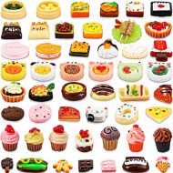 Skylety 50 Pieces Miniature Food Drinks Toys Mixed Resin Foods for Doll Kitchen Pretend Play Mini Food Set for Adults Teenagers Boys Girls Dollhouse Cooking Game
