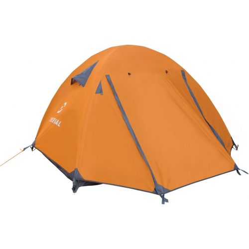  Winterial Three Person Tent - Lightweight 3 Season Tent with Rainfly, 4.4lbs, Stakes, Poles and Guylines Included, Camping, Hiking and Backpacking Tent, Orange
