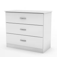 South Shore 3050033 Libra Collection 3-Drawer Dresser, Pure White with Metal Handles in Pewter Finish