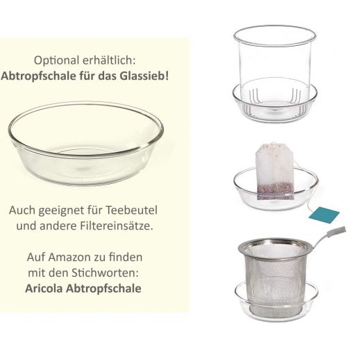  Aricola Teeset Melina 1,3 Liter. Glas-Teekanne 1,3 Liter mit Glassieb, 4 doppelwandige Teeglaser 200ml und Glasstoevchen