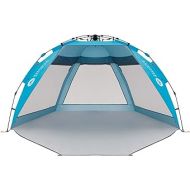 Easthills Outdoors Coastview Ultra XL 4-6 Person Family Beach Tent Quick Setup Instant Anti UV Double Silver Coated Sun Shelter with Extended Floor & Big Window Pacific Blue