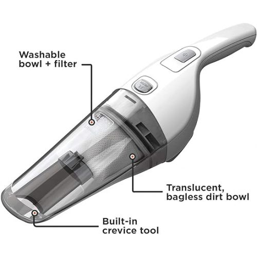  BLACK+DECKER Handheld Vacuum 2Ah, Power White (HNV220BCZ10FF), White, Grey