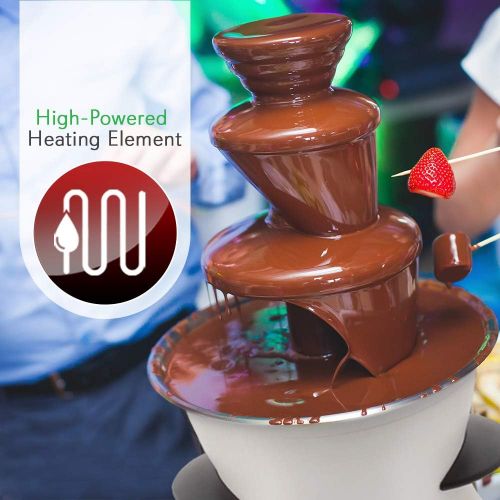  [아마존베스트]NutriChef 3 Tier Chocolate Fondue Fountain - Electric Stainless Choco Melts Dipping Warmer Machine - Melting, Warming, Keep Warm - for Melted Chocolate, Candy, Butter, Cheese, Cara