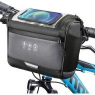 WOTOW Bike Front Handlebar Bag, Large Reflective Bicycle Handlebar Basket Bags Water-Resistant Storage Pannier for Bike Touchable Transparent Phone Holder Pouch for Men Women Road