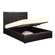 Benzara BM168597 Lavish Rectangle Designed Full Under Bed Storage Espresso Headboard Black