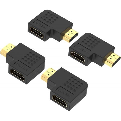  VCE HDMI 90 and 270 Degree Adapter 4-Pack, Right Angle HDMI Male to Female Vertical Flat Adapter HDMI L Shape Extender 3D 4K Supported
