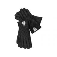 Michael Michael Kors Womens Padlock Quilted Leather Tech Gloves Black Silver