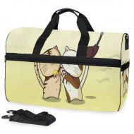 All agree Travel Gym Bag Cute Cat?Cartoon Weekender Bag With Shoes Compartment Foldable Duffle Bag For Men Women