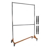 ExecuSystems Extended Height Nesting Z-Rack Rolling Garment Rack with Add-On Bar, Commercial Grade