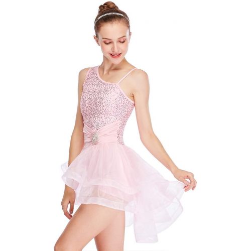  MiDee Dance Dress Costume Ballet Contemporary High-Low Tires Tulle Edged Tutu
