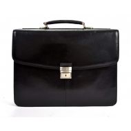 Tony Perotti Mens Italian Bull Leather Parma Classic Double Compartment Leather Laptop Briefcase