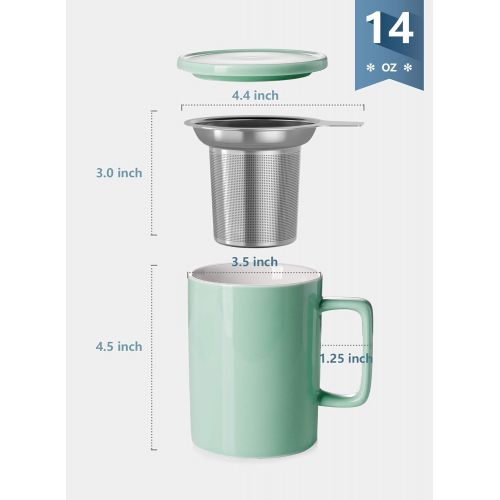  [아마존베스트]Sweese 205.110 Porcelain Tea Mug with Infuser and Lid - 14 OZ, Lilac