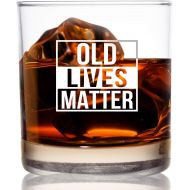 [아마존베스트]DU VINO Old Lives Matter Whiskey Scotch Glass 11 oz- Funny Birthday or Retirement Gift for Senior Citizens- Old Fashioned Whiskey Glasses- Classic Lowball Rocks Glass- Gag Gift for Dad, Gr