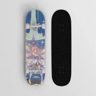 Wsjdmm Anime Skateboard for Genshin Impact Lumine, Pro Skateboard - Double Kick Skateboards for Adults 7 Layer Canadian Maple Wood Tricks Skateboard