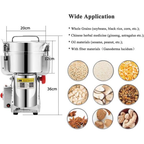  [아마존베스트]CGOLDENWALL 2000g Commercial Electric Stainless Steel Grain Grinder Mill Spice Herb Cereal Mill Grinder Flour Mill Pulverizer