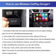 Carlinkit AutoKit CarPlay Wireless CarPlay USB Adapter/Android Wireless USB Adaptor for Wired Android Auto,Fit for All Android 4.4 or Above Car Radio USB Connection