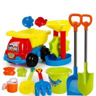 AODLK 12PCS Beach Toys Sand Toy Beach Game Funny Plastic Bathing Playing Sandbox Toys Sand Dredging Sand Set for Children Kids Toddler Included Watering Can Rake and Shovel