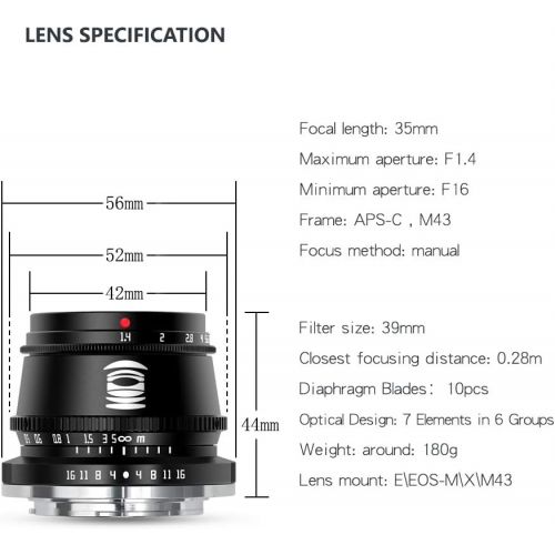  TTArtisan 35mm F1.4 APS-C Manual Focus Lens for Olympus Macro 4/3 Mount Cameras Like E-M1X E-M1 Mark III E-M5 Mark III E-M10 Mark III S E-M10 Mark IV E-PL10 E-PL9 E-PL8 Pen-F