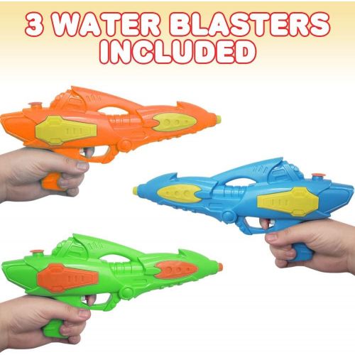 ArtCreativity Space Water Squirt Guns for Kids, Toddlers and Adults - Set of 3, 12 Inch Blaster Toys for Swimming Pool, Beach and Outdoor Summer Fun, Cool Birthday Party Favors for