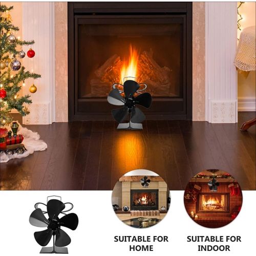  BESPORTBLE 5 Blade Heat Powered Stove Fan for Wood Log Burner Fireplace Increases More Warm Fan Winter Home Village Supplies Black