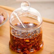 Royarebar Transparent lead-free heat-resistant glass pepper sauce jar Jam seasoning jar Glass cruet set Salt shaker Sugar storage tank Spice cans Nice Design for Kitchen (Color : A)