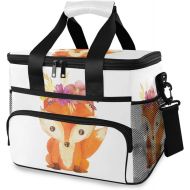 ALAZA Child Fox Floral Large Cooler Bag Lunch Box Leakproof for Outdoor Travel Hiking Beach