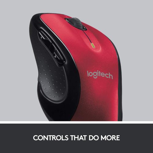 로지텍 Logitech M510 Wireless Computer Mouse  Comfortable Shape with USB Unifying Receiver, with Back/Forward Buttons and Side-to-Side Scrolling, Red