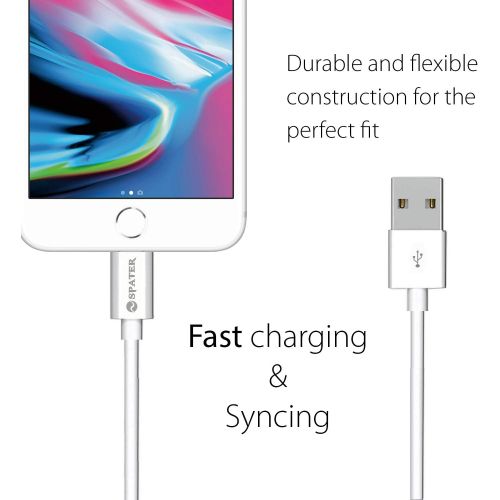  [아마존베스트]USB Charger, Spater Travel Home Wall Charger and a Charging Cable C ompatible with iPhone X, iPhone 8, iPhone 7, iPhone 6, iPhone 5, iPad Mini, iPod Touch, iPods (White)