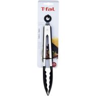 T-fal Kitchen Tongs, Premium Stainless Steel Tong 9-Inch Kitchen BBQ Grill Cooking Locking Food Tongs with Ergonomic Silicone Black Handle with Large hanging loop