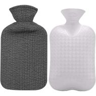 Fashy Hot Water Bottle with Quilted Cotton Cover (Gray, 67oz)
