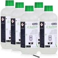 Delonghi EcoDecalk for Fully Automatic Coffee Machines Descaler and Delonghi Cleaning Brush Pack of 5