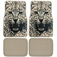 CarsCover Snow White Leopard Custom Designed Car Truck SUV Universal-fit Front & Rear Seat Carpet Angry Animal Floor Mats - 4pc