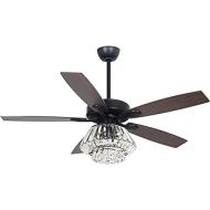 Parrot Uncle Ceiling Fans with Lights Remote Control Modern Black Chandelier Ceiling Fan, 52 Inch