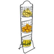 Sorbus 3-Tier Wire Market Basket Stand for Fruit, Vegetables, Toiletries, Household Items, and More, Stylish Tiered Serving Stand Baskets for Kitchen, Bathroom Storage Organization