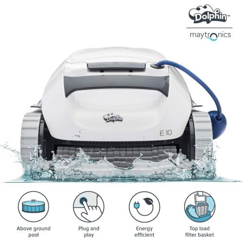  돌핀 오토매틱 로봇 수영장 청소기 Dolphin E10 Automatic Robotic Pool Cleaner with Easy to Clean Top Load Filter Basket Ideal for Above Ground Swimming Pools up to 30 Feet