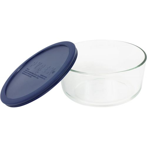  [아마존베스트]Pyrex Simply Store 7-Cup Round Dish, Clear with Blue Lid