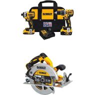 DEWALT DCK287D1M1 20V Cordless Hammerdrill and Impact Driver Combo Kit with DCS570B 7-1/4 (184mm) 20V Cordless Circular Saw with Brake (Tool Only)