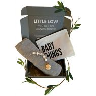 Lucky Love Baby Gifts for Newborn Boys & Girls| Swaddle Receiving Blanket & Pacifier Clip (Grey)