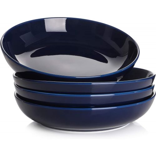  [아마존베스트]Y YHY Pasta Bowls, Large Salad Serving Bowls, Soup Bowl Set 32 Ounces, Porcelain Pasta Plates and Bowls Sets, Microwave Dishwasher Safe, Blue, Set of 4