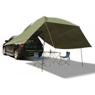REDCAMP Waterproof Car Awning Sun Shelter, Portable Auto Canopy Camper Trailer Sun Shade for Camping, Outdoor, SUV, Beach Beige/Army Green