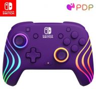 PDP Afterglow™ Wave Enhanced Wireless Nintendo Switch Pro Controller, 8 Colors RGB LED, Dual Programmable Gaming Buttons, 40 Hour Rechargeable Battery Power, 30 Foot Connection, Officially Licensed by Nintendo: Purple