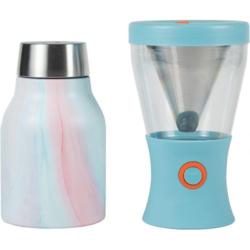  Asobu Coldbrew Portable Cold Brew Coffee Maker With a Vacuum Insulated 1 Liter Stainless Steel 18/8 Carafe Bpa Free (Aqua Pink Marble)