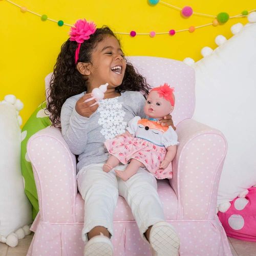 아도라 베이비 Adora PlayTime Baby Petal Pink 13 inch Vinyl Girl Baby Doll Toy Soft Body Machine Washable with Open Close Eyes, Feeding Bottle Great to Snuggle for (1 Year Old and up)