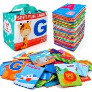 [아마존베스트]Mini Tudou 26 PCS Baby Soft Alphabet Cards, ABC Learning Flash Cards with Storage Bag, Washable Soft Letter Early Educational Toy for Babies Infants Toddlers Boys and Girls 0 1 2 3