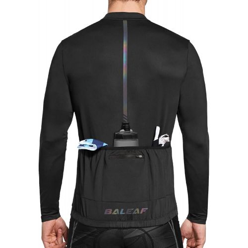  BALEAF Mens Cycling Jersey Top Half Zip Bike Shirt 4 Rear Pockets Mountain Bicycle Quick Dry Reflective