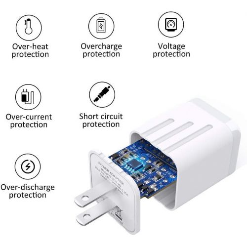 [아마존베스트]CNANKCU iPhone Charger Double USB MFi Certified Cable (6/6FT) with 2 Port Wall Charger Adapters (4-Pack) Fast Charging Block Power Plug Compatible with iPhone 11/Pro/Xs Max/X/8 and