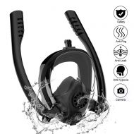 Asmeten Swimming Mask, Snorkeling Package Set, Anti-Fog Coated Glass Diving Mask, Snorkel with Silicon Mouth Piece, Purge Valve and Anti-Splash Guard. for Adults & Kids,Black